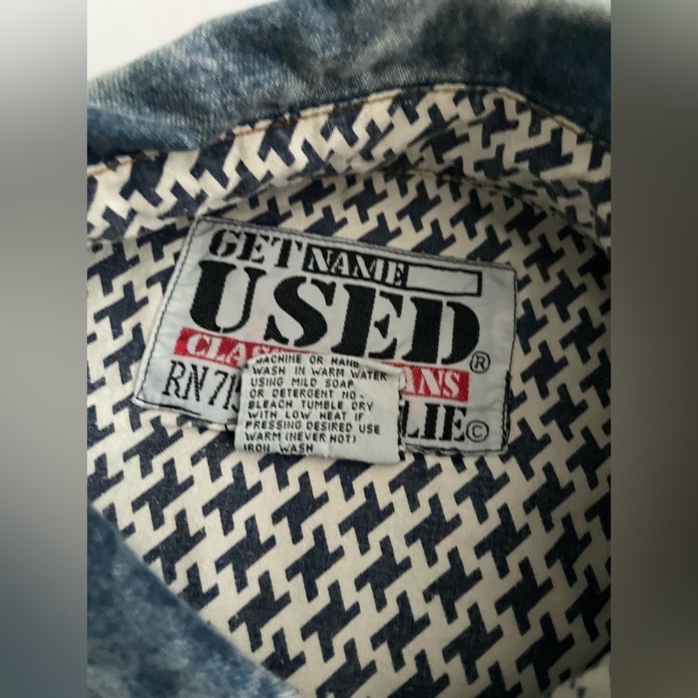 Get Used by Elie Vintage Destroyed Denim Acid wash Shacket jacket l oversized - Picture 4 of 10